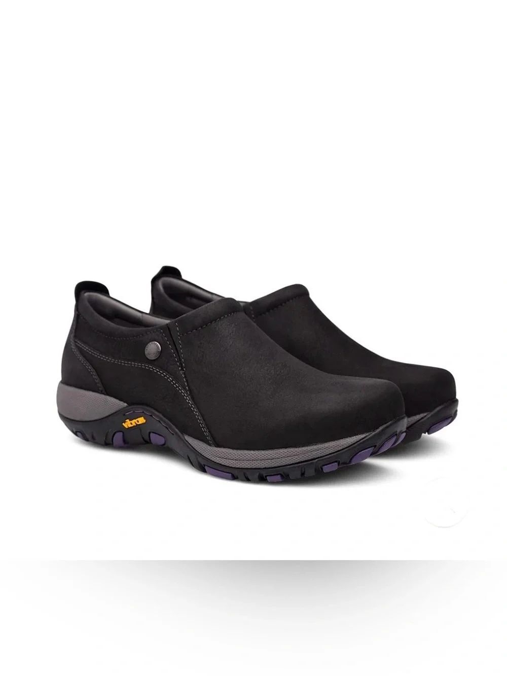 Dansko PATTI Black Milled Nubuck Leather Vibram Sole Career Support Clogs